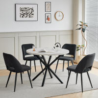 EGOONM 4PCS Sillas de comedor tapizadas de estilo nórdico, sillas ergonómicas de ocio para oficina en casa, patas de metal negro, beige - details 9