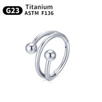 100%-pendientes de titanio G23 para mujer, piercing para la nariz, medio anillo en forma de d, segmento, cartílago - details 9