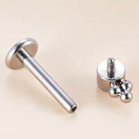 Tachuelas de titanio para oreja, conjunto de 3 bolas roscadas con bisel CZ, superior, Labret, labio, Piercing para cartílago de la oreja, joyería para Tragus, 1PcG23 - details 2