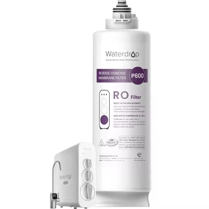 Waterdrop Filtro WD-G3P600-RO, certificado NSF, repuesto para sistema de ósmosis inversa WD-G3P600, vida útil de 2 años - 1
