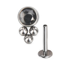 Tachuelas de titanio para oreja, conjunto de 3 bolas roscadas con bisel CZ, superior, Labret, labio, Piercing para cartílago de la oreja, joyería para Tragus, 1PcG23 - details 5