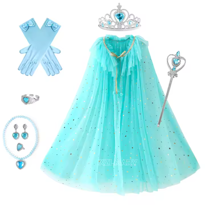 Disfraz de princesa con capucha para niñas, capa de Anna, Elsa, Aurora, Rapunzel, ropa de fiesta de lujo, accesorios de fiesta para niños - 1