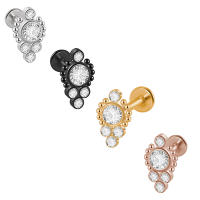 Pendiente de gota de acero quirúrgico para mujer, Piercing de hélice Tragus, pendiente de cadena de perca de oreja, pendiente de cartílago de lóbulo Rook, bola larga, lustre, 1Pc - details 6