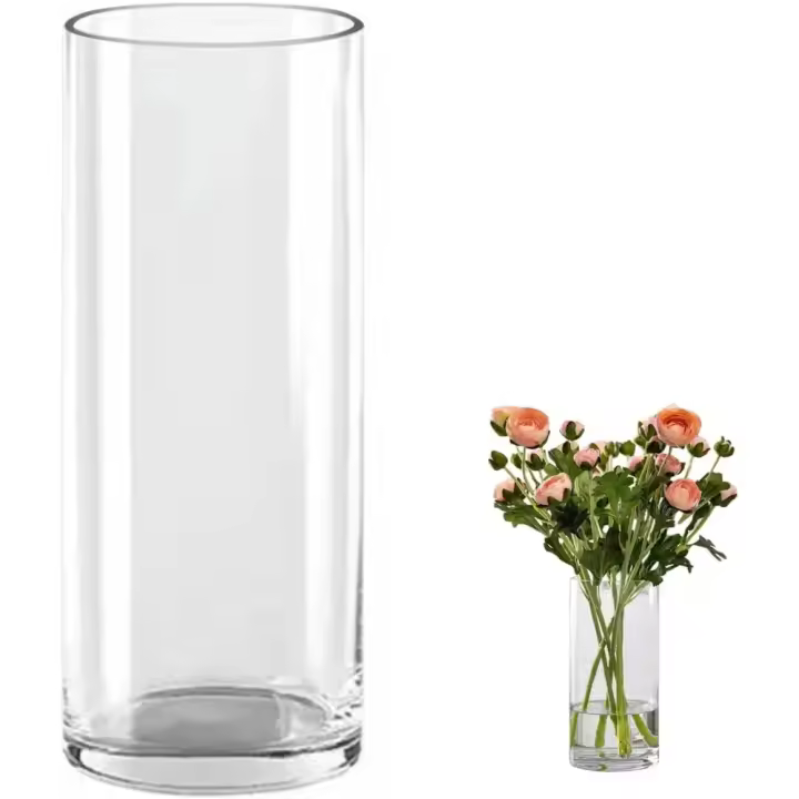 Jarrón de Cristal Cilíndrico 40cm de Alto Ideal para Flores, Arreglos Florales - 1