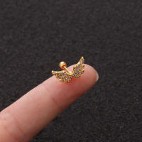 2PcsFashion gran circón ala cartílago pendiente para las mujeres piercing 1,0x6mm tragus Torre lóbulo de la oreja de helix piercing joyas - details 9