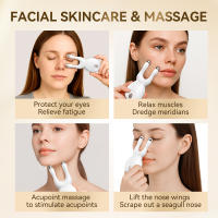 ANLAN Masajeador de puntos de acupuntura facial, levantamiento de nariz y ojos EMS, luz de 7 colores, Guasha, reduce la hinchazón, antienvejecimiento, reafirma la piel, herramienta Caerskin - details 1