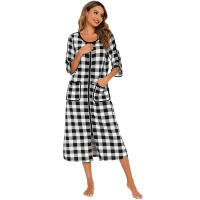 Bata larga con cremallera para mujer, ropa de dormir de longitud completa con bolsillos, camisón de manga 3/4, bata de baño - details 58