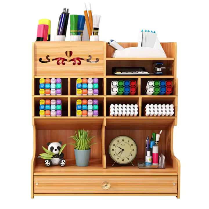 Caja de almacenamiento de papelería, portalápices, estante de almacenamiento de escritorio - 1