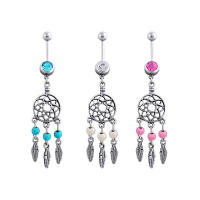 Atrapasueños de cristal austriaco para el Ombligo, Piercing de acero quirúrgico para Ombligo, 2 piezas - details 0