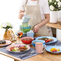 Vancasso-vajilla de porcelana Macaron, 16 piezas, 4 platos de cena, postre, cuencos, tazas, servicio para 4 personas - details 0