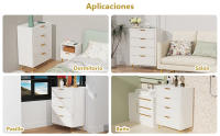 Rcynview Mesita de Noche Moderna Resistente a Arañazos, Material de Madera, 4 Cajones, 2 Enchufes AC, 2 Puertos USB Ideal para Dormitorio, Sala de Estar - details 3