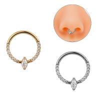 Anillos de aro de segmento con bisagras centrales de piedra Marquesa, Clicker, Labret, Piercing para Tragus de oreja, lado de titanio, CZ, G23 - details 0