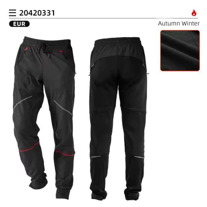 Pantalones de Ciclismo ROCKBROS para Hombres en Invierno con Forro Polar y Cintura Elástica Calientes Resistentes al Viento EUR - 1