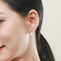 Crace-pendientes de plata de ley 925 para mujer, joyería con forma de mariposa, perlas de agua dulce en forma de lágrima - details 2