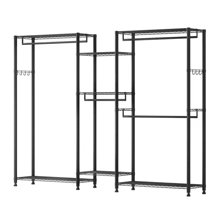Perchero para Ropa SucceBuy, Organizador de Armario Resistente, 7 Estantes Ajustables con Estructura de Acero, Capacidad de Carga de 385.5 kg, Perchero con 4 Barras para Colgar Ropa para Dormitorio, Tienda o Pasillo - 1
