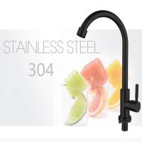 Grifo de cocina de acero inoxidable 304, grifería giratoria de un solo frío, estilo europeo, color negro mate - details 2