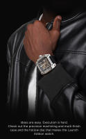 Reloj Mecánico para Hombres NORTH EDGE SPACE X Resistente al Agua 100M para Deportes al Aire Libre y Natación con Correa de Goma y Vidrio Mineral Movimiento Mecánico Color Negro - details 3