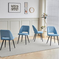 EGOONM 4PCS Sillas de comedor tapizadas de estilo nórdico, sillas ergonómicas de ocio para oficina en casa, patas de metal negro, beige - details 11