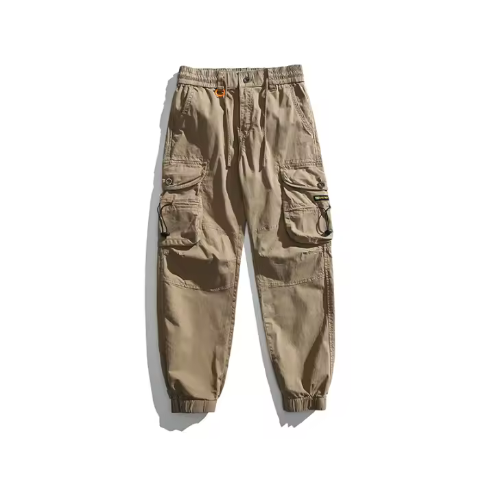 Pantalones Cargo de Moda para Hombres 2024 Estilo Callejero Suelto con Cordón Material de Algodón - 1