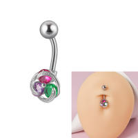 Anillos de ombligo quirúrgicos de cristal con borla de corazón y Luna, joyería corporal, anillo de ombligo de mariposa, acero 316L, 1 unidad - details 6