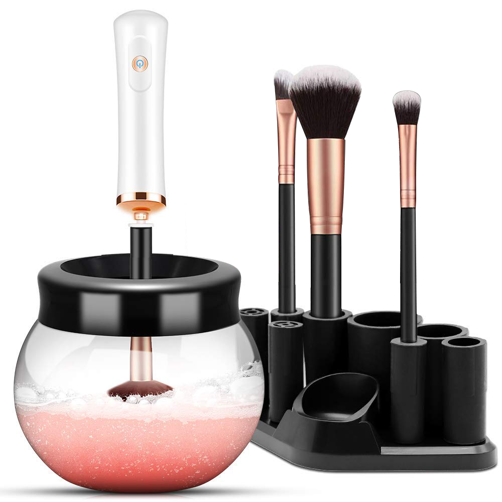 Máquina Limpiadora y Secadora de Brochas de Maquillaje Mejorada, Spinner Eléctrico Automático para Brochas Cosméticas con 8 Anillos de Goma de Diferentes Tamaños, Lava y Seca en Segundos, Spinner Profundo para Brochas Cosméticas