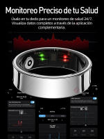 Anillo Inteligente SANLEPUS R09 - Monitoreo de Salud 24/7, SpO2, Sueño y Temperatura - Resistencia al Agua 5ATM - Plata/Negro/Dorado - Envío Rápido - details 4