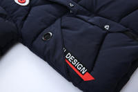 Chaqueta de plumón para niños y niñas, abrigo grueso y cálido con capucha y cuello de piel, color azul marino, Parka de 2 a 10 L-3XL, para invierno - details 5
