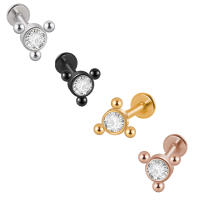 Pendiente de gota de acero quirúrgico para mujer, Piercing de hélice Tragus, pendiente de cadena de perca de oreja, pendiente de cartílago de lóbulo Rook, bola larga, lustre, 1Pc - details 7