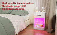 Rcynview Mesita de Noche LED Madera Resistente a Arañazos con 2 Puertos USB y 2 Enchufes - details 1