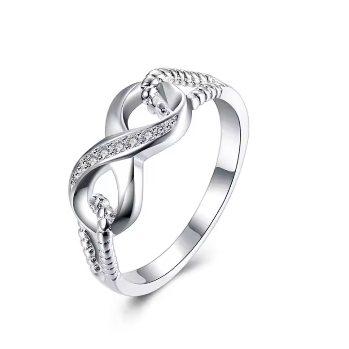 925 Sterling Silver 8-Shaped Zircon Ring For Woman Wedding Engagement Jewelry - 1