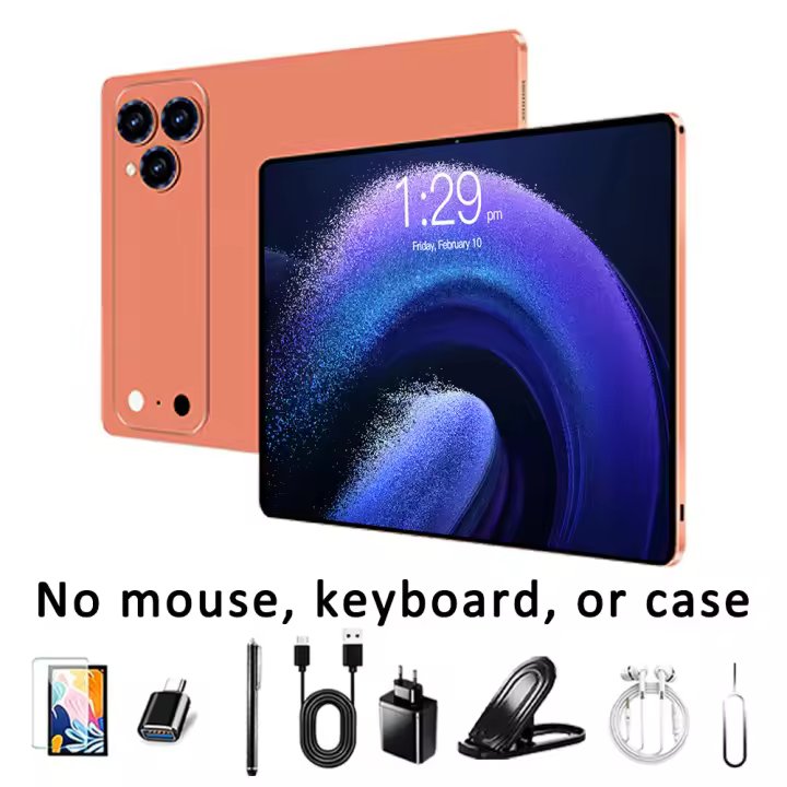 Tablet inteligente T900 de 10.1 pulgadas con Android 15, 16 GB de RAM y 512 GB de almacenamiento, batería de 6000 mAh, compatibilidad con 5G y Wi-Fi, pantalla IPS con resolución de 1280×800 y funda con teclado estándar. Disponible en gris, naranja, azul y - 1