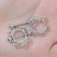 Piercing con forma de flor para pezón, piercing sexy de acero inoxidable 316l, joyería corporal, barra de cadena para el vientre, piercing para pezón, piercing para ombligo, 2 uds. - details 5