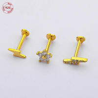 Pendientes de plata de ley 925 con diseño de flor para mujer, aretes de 2 piezas, Piercing de hilo de 16G, joyería fina de boda de oro de 18K - details 4