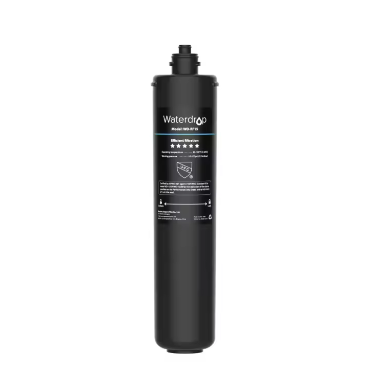 Waterdrop Cartucho filtrante de repuesto RF15 para filtro de agua 15UA/15UB bajo el fregadero, reduce PFOA/PFOS, PFAS, plomo, cloro, mal sabor y olor, certificado NSF/ANSI 42, 70 000 litros - 1