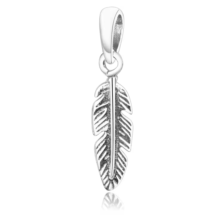 Cuentas colgantes de plumas de plata de ley 925, dijes aptos para pulsera, collar, fabricación de joyas DIY - 1