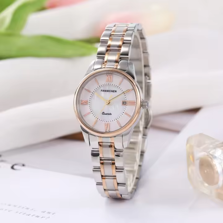 【Italia 2025 Gran oferta】Reloj de Mujer con Pulsera Joyería - Diseño Europeo Minimalista, Cuarzo con Calendario, Resistente al Agua 30M, Pulido Brillante Oro Rosa - Elegancia para uso diario y eventos - 1