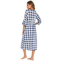 Bata larga con cremallera para mujer, ropa de dormir de longitud completa con bolsillos, camisón de manga 3/4, bata de baño - details 47