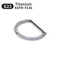 100%-pendientes de titanio G23 para mujer, piercing para la nariz, medio anillo en forma de d, segmento, cartílago - details 7