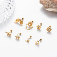 Anillo de barra de labio Labret, extremo de bola, borla, ala, 20G, flor de cristal, Cruz, CZ, cartílago, Tragus, hélice, Piercing, pendientes planos, 2 piezas - details 3