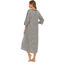 Bata larga con cremallera para mujer, ropa de dormir de longitud completa con bolsillos, camisón de manga 3/4, bata de baño - details 12