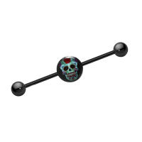 Piercing de acero quirúrgico para mujer, pendiente largo punk de 14g con forma de ojo de Calavera, barra para piercing, andamio para el cartílago de la oreja, joyería para el cuerpo con hélice, 2 piezas - details 2