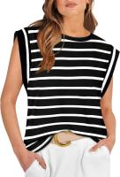 Camiseta a rayas de manga raglán para mujer, Tops de verano a rayas rojas Macron S - details 12