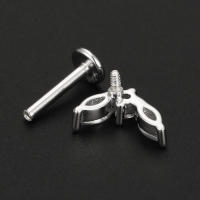 Pendientes de plata de ley 925 con forma de corazón para mujer, joyería fina de circonita blanca, Piercing de mariposa, para fiesta de boda, 1 par - details 5