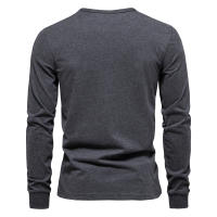 AIOPESON-Camiseta de manga larga para hombre, camisa informal con estampado de letras de Color sólido, 100% algodón, nueva, Primavera - details 3