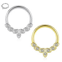 Pendientes de acero quirúrgico de circón, anillos de segmento alto, Piercing de tabique pequeño abierto, anillo de nariz, hélice, Concha, joyería corporal, nuevo - details 0