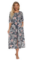 Bata larga de media manga con cremallera para mujer, ropa de dormir de longitud completa, Camisón con bolsillos, bata de baño - details 46