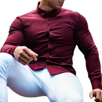 Camisa lisa de manga larga para hombre, ropa deportiva superajustada, informal, a la moda, para negocios y eventos sociales - details 4