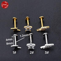Pendientes de plata de ley 925 con diseño de flor para mujer, aretes de 2 piezas, Piercing de hilo de 16G, joyería fina de boda de oro de 18K - details 1