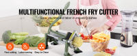 SucceBuy Cortador de patatas fritas, rebanador de patatas con cuchillas de acero inoxidable de 1/2" y 3/8", picadora manual con ventosas para patatas, verduras - details 0