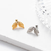 Anillo de barra de labio Labret, extremo de bola, borla, ala, 20G, flor de cristal, Cruz, CZ, cartílago, Tragus, hélice, Piercing, pendientes planos, 2 piezas - details 4